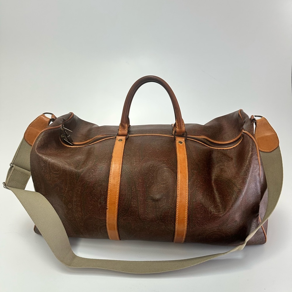 ETRO Milano Paisley Large Weekender Travel Duffel Bag with Crossbody Strap - Picture 3 of 14